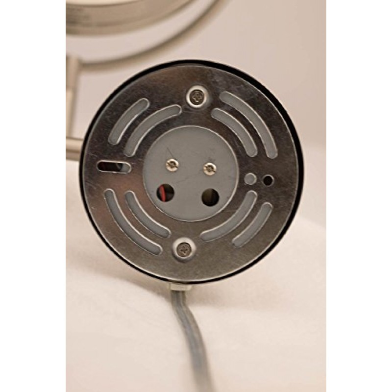 JERDON 조명이 있는 양면 벽걸이 화장 거울 - 8X 배율 및 벽걸이 암이 있는 조명 화장 거울 - 니켈 마감 벽걸이가 있는 8.5인치 직경 거울 - 모델 HL88NL