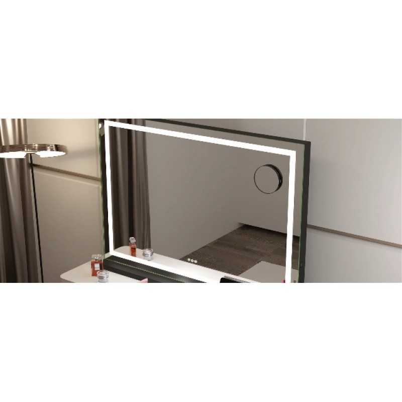 조명 및 블루투스 스피커가 포함된 Hasipu 화장 거울, 32인치 x 22인치 LED 화장 거울, 밝기 조절이 가능한 3가지 모드를 갖춘 조명 화장 거울, USB 충전 포트, 원형 흰색