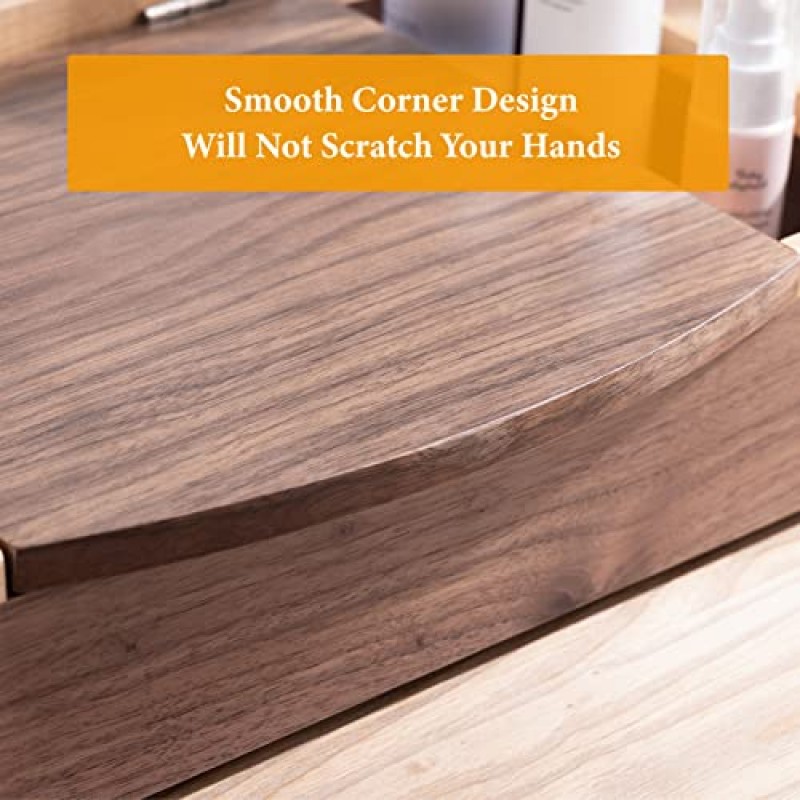 DS DeSean 목재 메이크업 보관함, 조리대용 거울이 있는 화장품 메이크업 보관함, 스킨케어 향수 뷰티용 화장대 디스플레이 케이스, 서랍 트레이 1개, 목재