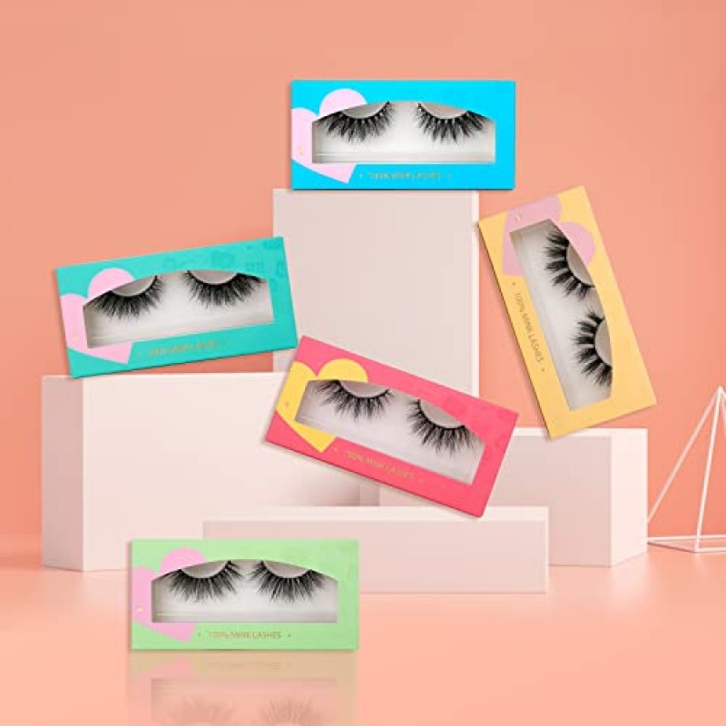 SY LASHES 16mm 밍크 속눈썹 도매 20 쌍 5 스타일 3D 리얼 밍크 속눈썹 자연 룩 푹신한 가짜 속눈썹 대량 럭셔리 볼륨 스트립 눈 속눈썹 팩 (20 쌍)