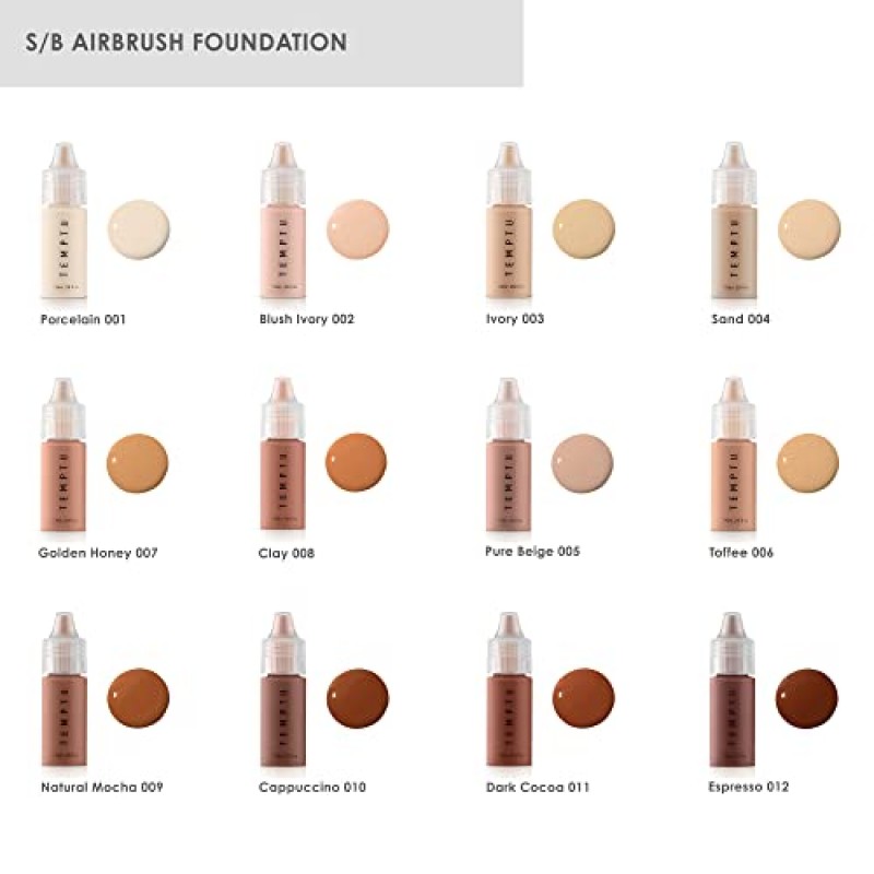 TEMPTU 에어브러시 메이크업 시스템 S-One 키트: 전문가 및 메이크업 아티스트를 위한 에어브러시 메이크업 세트: S/B 실리콘 기반 파운데이션 스타터 세트 및 클리닝 키트 포함, 가볍고 여행 친화적입니다.