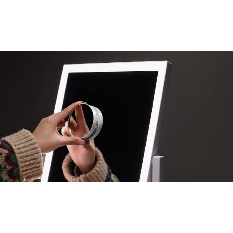 HIEEY 조명 화장 거울, 조명이 있는 헐리우드 화장 거울, 3가지 색상 조명 모드, 5배 확대 거울, 스마트 터치 컨트롤, 360°회전(15.2인치 흰색)