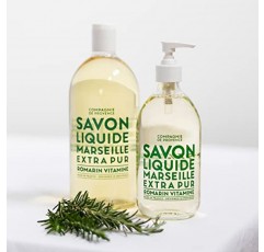 Compagnie de Provence Savon de Marseille 엑스트라 퓨어 액상 비누 - 리바이탈라이징 로즈마리 - 16.7 Fl Oz 유리 펌프병 및 33.8 fl oz 플라스틱 병 리필