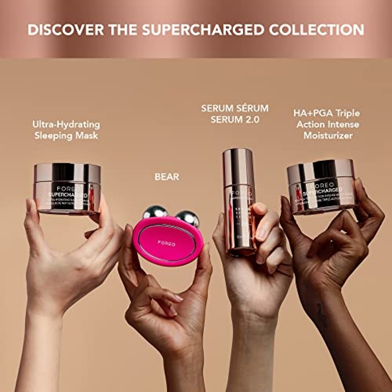 FOREO SUPERCHARGED HA+PGA 페이스 모이스처라이저 - 얼굴용 링클 크림 - 히알루론산 & 스쿠알란 - 비건 - 잔인함 & 글루텐 프리 - 클린 스킨케어 - 1.6 fl.oz