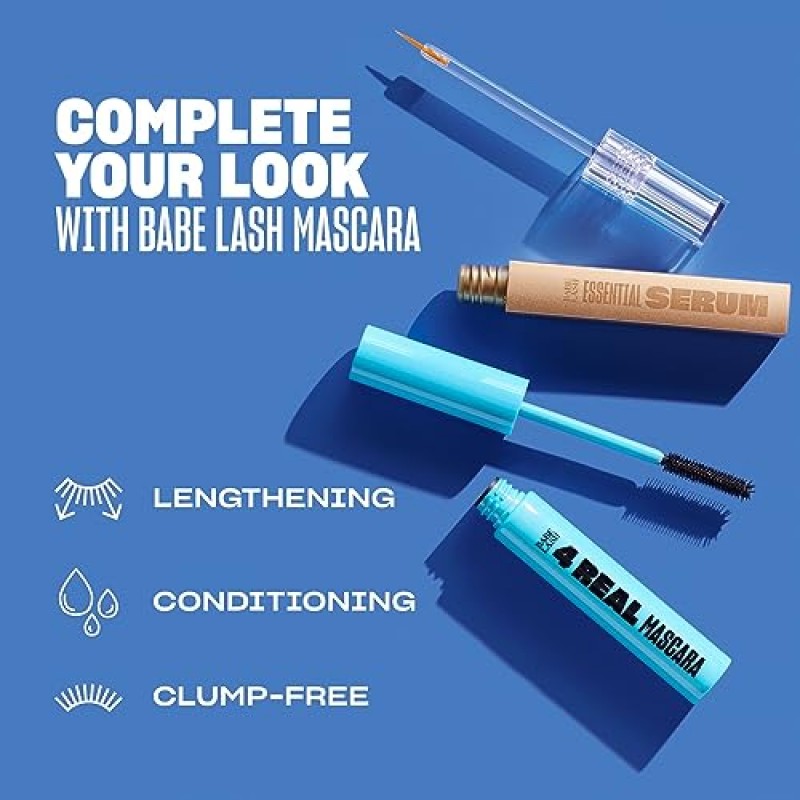 Babe Original Babe Lash 에센셜 속눈썹 프리미엄 성장 세럼 - 더 풍성하고 길어 보이는 볼륨감 있는 속눈썹, 천연 속눈썹, 연장 및 눈썹을 위한 고급 래쉬 강화 트리트먼트, 완전 채식 및 동물 실험을 하지 않음