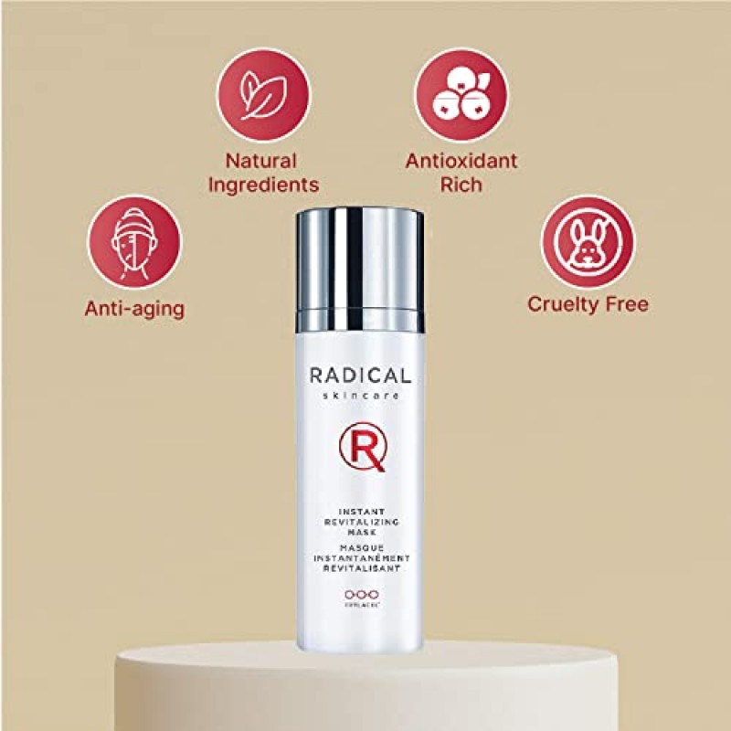 Radical Skincare 인스턴트 리바이탈라이징 마스크 - 빛나는 피부를 위한 비타민 B12 항산화 부스트 - 민감한 피부를 포함한 모든 피부 타입용 - 파라벤 및 잔인성 무첨가 - 임상적으로 입증됨(1 Fl Oz)