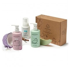 Dabble & Dollop Beachy Bundle, 천연 거품 목욕, 바디 워시, 어린이용 샴푸, 미국산, 파라벤 및 황산염 무함유, 비건, 글루텐 무첨가, 눈물 무함유, 허니듀 멜론, 바닐라 및 코코넛(3개 세트)