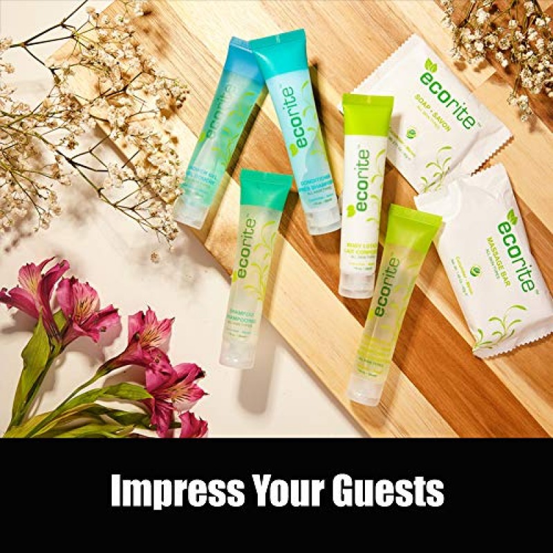 오이-멜론 향이 함유된 에코라이트 바디 워시, 여행용 호텔 편의 시설 생분해성/재활용 가능 튜브, 1액량 온스/30ml, 288개 팩