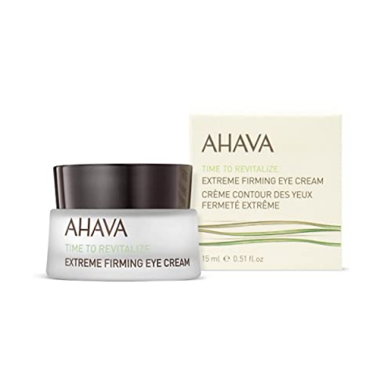 AHAVA 익스트림 퍼밍 아이 크림 - 눈가의 탄력을 높이고 수분을 공급하며 부드럽게 하고 주름을 줄여줍니다. 익스트림 복합체가 풍부하고 독점적인 사해 삼투압 물질, 펩타이드, 히알루론산 및 시어 버터, 0.5 Fl.Oz