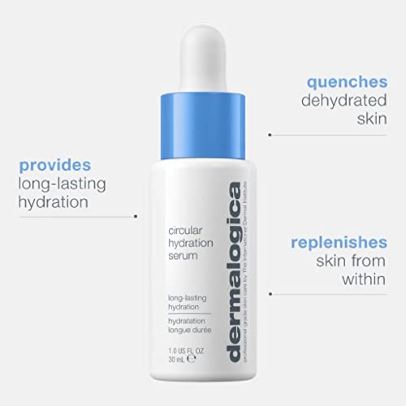 Dermalogica Circular Hydration Serum - 10시간 이상 피부에 수분을 공급하고 시간이 지남에 따라 수분 수준을 높입니다.