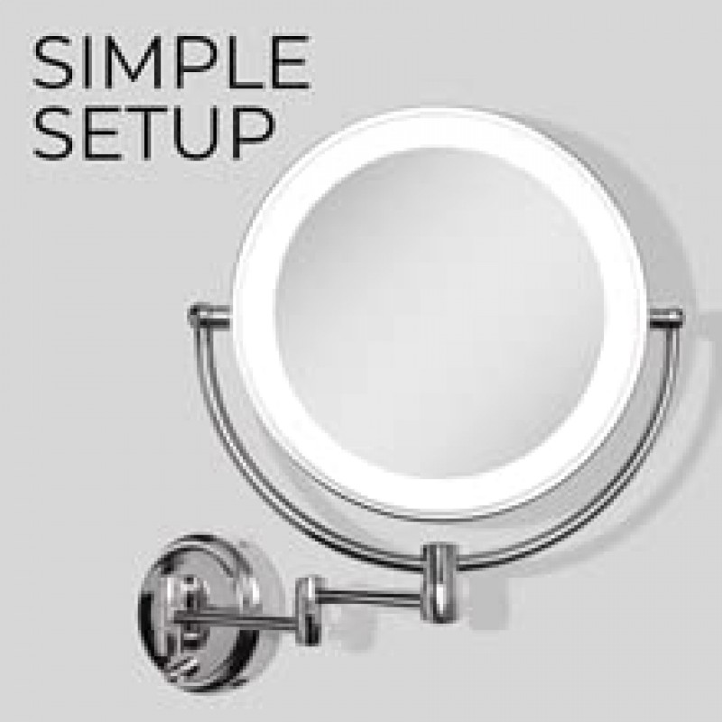 Zadro 11인치 LED 벽걸이 화장 거울 10X/1X 면도 거울 벽용 무선 또는 배터리 작동식 화장 거울(대형 | 10X/1X | 11인치 x 14.5인치, 크롬)