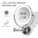 Zadro 11인치 LED 벽걸이 화장 거울 10X/1X 면도 거울 벽용 무선 또는 배터리 작동식 화장 거울(대형 | 10X/1X | 11인치 x 14.5인치, 크롬)