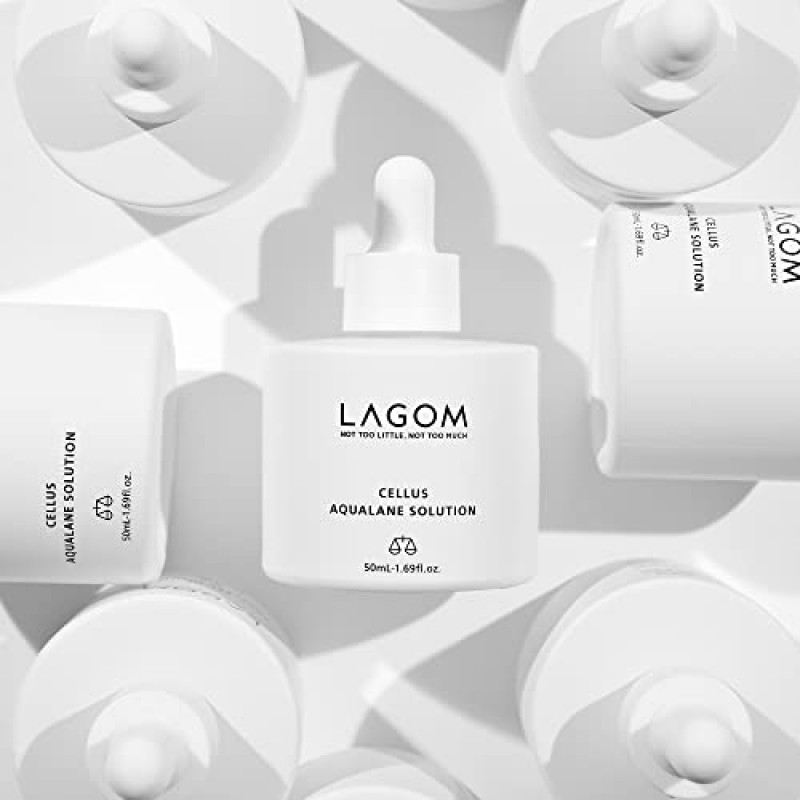 LAGOM 셀러스 아쿠아란 솔루션 베지터블 스쿠알란 에센스 세럼 내추럴 모닝 페이스 텍스처 퍼머 아쿠아타이드 토코페롤 강화 포뮬러 민감성 지성 건성 주름 노화 피부 50ml 1.69온스