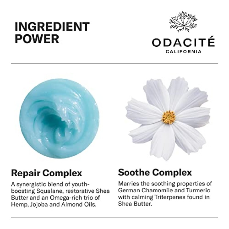 ODACITE 스킨 케어 - 페이스 모이스처라이저 - Le-Blue 밤 리페어 밤, 블루 카모마일 & 시어 버터 - 부드럽고 건강하며 영양이 풍부한 피부를 위한 다목적 안티 에이징 - 성숙하고 건조하거나 민감한 피부