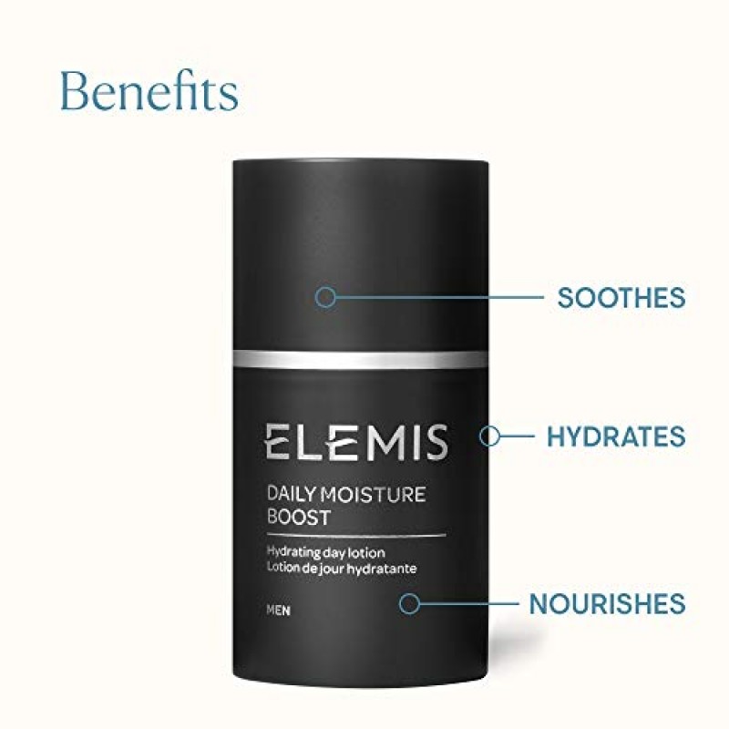 ELEMIS 남성용 데일리 모이스처 부스트 | 가벼운 포스트 쉐이브 데이 로션은 상쾌하고 재충전된 피부를 위해 수분을 공급하고 진정시키며 영양을 공급하고 진정시킵니다 | 1.6 플로리다 오즈