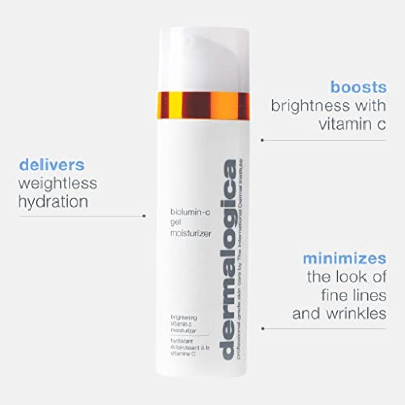 Dermalogica Biolumin-C 젤 모이스처라이저(1.7 Fl Oz) – 비타민 C 페이스 로션은 피부를 밝게 하고 무중력 수분 공급을 제공합니다