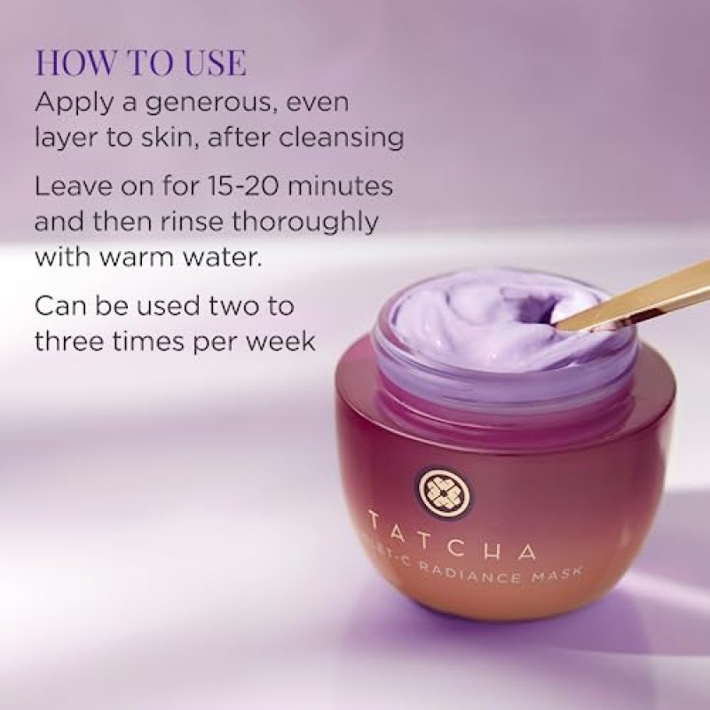 TATCHA 더 바이올렛-C 래디언스 마스크: 비타민 C가 함유되어 부드럽고 빛나는 피부를 위한 크리미 퍼밍 마스크(50 ml / 1.7 oz)