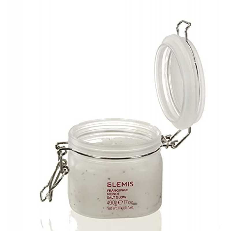 ELEMIS 프랜지파니 모노이 솔트 글로우 | 고급스러운 열대 소금 스크럽은 수분을 가두어 피부를 각질 제거하고 매끄럽게 하며 부드럽게 해줍니다 | 490g