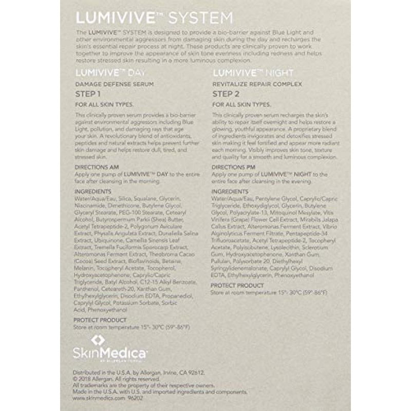 SkinMedica Lumivive 데이 & 나이트 시스템 세트, 2피스 세트