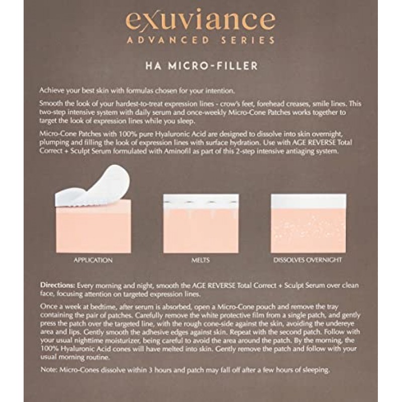 EXUVIANCE HA 마이크로 필러 히알루론산 마이크로 콘 안티에이징 시스템, 8ct(4쌍).