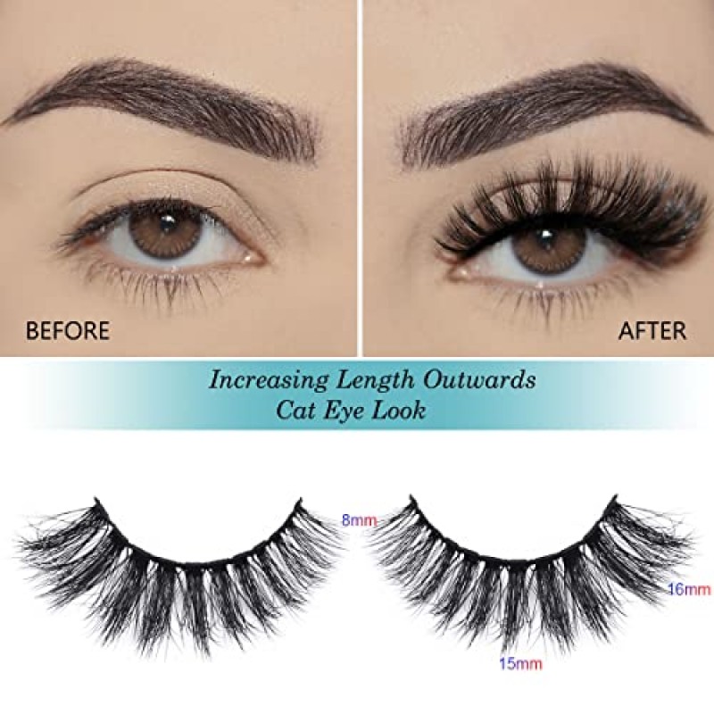 APCYUST Lashes 대량 희미한 속눈썹 도매 100 쌍 5 스타일 15mm 18mm 극적인 고양이 눈 가짜 밍크 속눈썹 개별 반짝이 휴대용 팩이 포함 된 재사용 가능한 5D 소프트 속눈썹