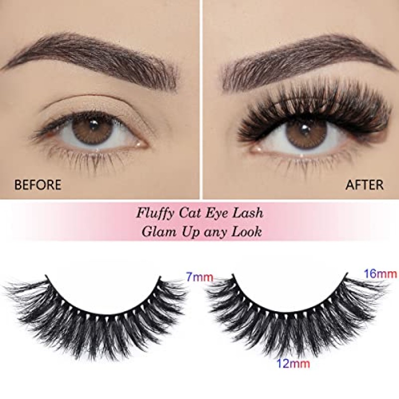 APCYUST Lashes 대량 희미한 속눈썹 도매 100 쌍 5 스타일 15mm 18mm 극적인 고양이 눈 가짜 밍크 속눈썹 개별 반짝이 휴대용 팩이 포함 된 재사용 가능한 5D 소프트 속눈썹