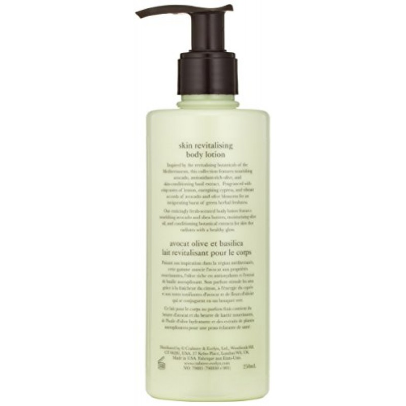 Crabtree & Evelyn 스킨 리바이탈라이징 바디 로션, 아보카도, 올리브 및 바질, 8.5 Fl Oz