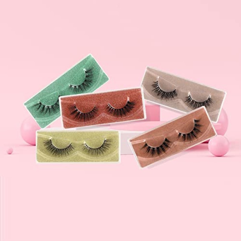 APCYUST Lashes 대량 100 쌍 도매 짧은 속눈썹 자연 룩 푹신한 밍크 속눈썹 15mm 5D 가짜 밍크 거짓 속눈썹 16mm 고양이 눈 가짜 속눈썹 개별 휴대용 속눈썹 팩이 포함 된 부드러운 14mm 전경 스트립 눈 속눈썹