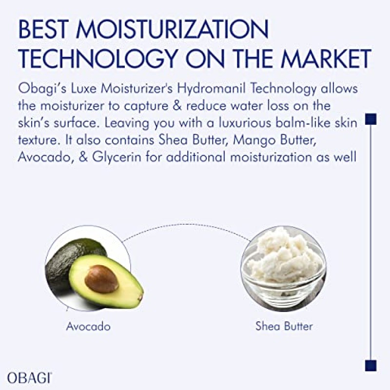 오바기 하이드레이트 럭스 모이스처 리치 크림, 1.7온스 1팩 - 시어 버터가 함유된 하이드레이팅 페이스 로션 - 건성 피부, 민감성 피부, 노화 피부를 위한 매우 풍부한 보습 나이트 페이스 크림