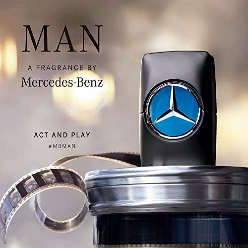 Mercedes-Benz Man - 관능적인 꽃향기와 우디 노트가 포함된 우아한 향수 - 오리지널 럭셔리 남성용 오드뚜왈렛 스프레이로 감각을 최면에 빠지게 하세요 - 밤낮없이 끝없는 향기 - 3.4OZ