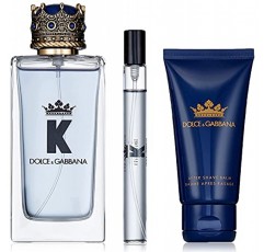 Dolce & Gabbana K 남성용 3피스 세트(3.4온스 오드뚜왈렛 스프레이, 1.6온스 애프터 셰이브 밤 + 0.33온스 여행용 스프레이)