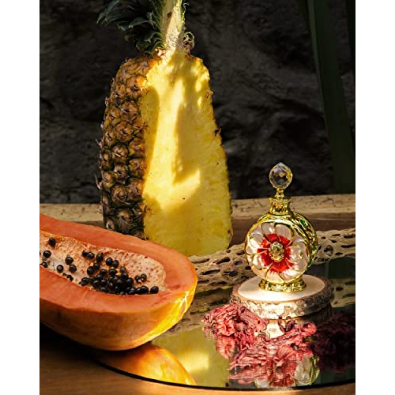 Swiss Arabian Layali Rouge - 두바이의 고급 제품 - 오래 지속되는 중독성 개인 향수 오일 향수 - 매혹적인 시그니처 아로마 - 아라비아의 고급스러운 향기 - 0.5온스