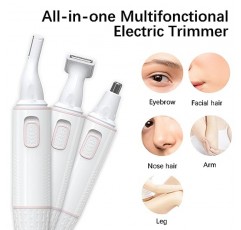 여성용 Antomoness 전기 눈썹 트리머 LED 조명 및 리튬 구동 충전식 100% 무통 눈썹 코 얼굴 및 몸 제모를 위한 3 in 1 개인용 얼굴 털 제거제