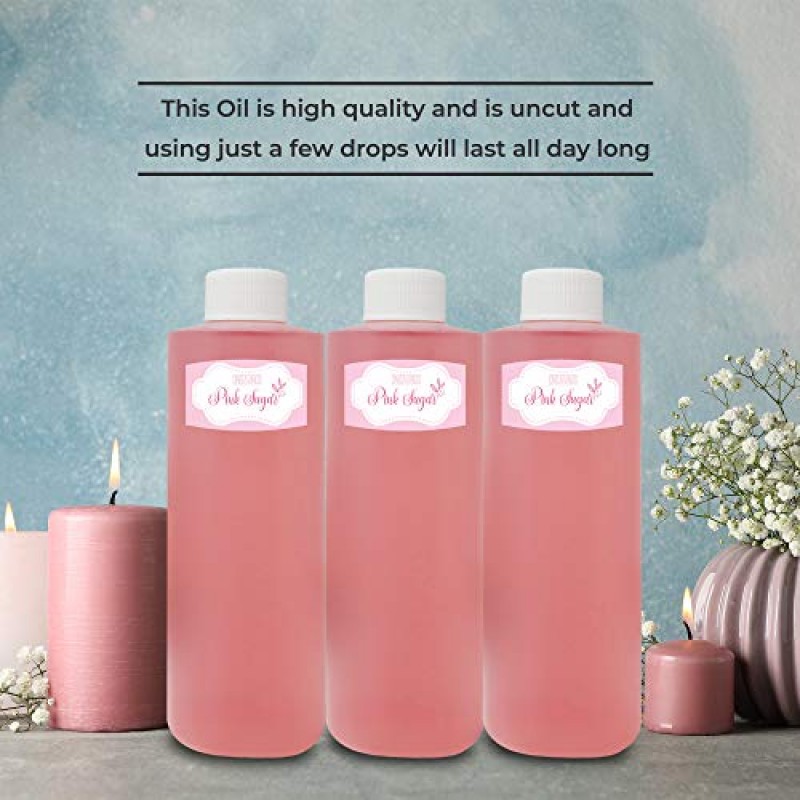 Onisavings Romeriza 핑크 설탕에 절인 향수 바디 오일 에센셜 향수 오일 플라스틱 병에 자르지 않은 - 오래 지속되는 향수 오일 - 저렴한 가격의 고급 성분 - 크기(4온스)
