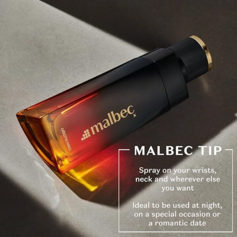 Malbec X Cologne For Men - 오 드 뚜왈렛 By O Boticario, 와인에서 영감을 받은 향수 - 오래 지속되는 프렌치 오크 배럴 숙성 남성용 향수 - 감귤류, 매운 향기 - 브라질산 - 3.4 fl. 온스 병