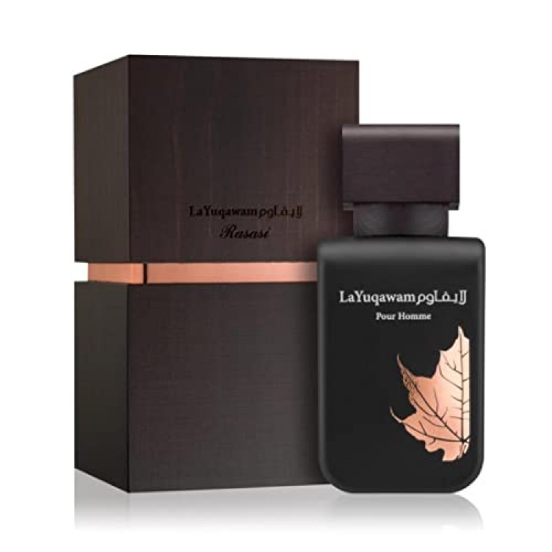 La Yuqawam EDP(오 드 퍼퓸) 남성용 75 ML(2.5 온스) | 매혹적인 꽃향기와 결합된 우드 우디 노트 | 시그니처 아라비안 향수 | by RASASI 향수