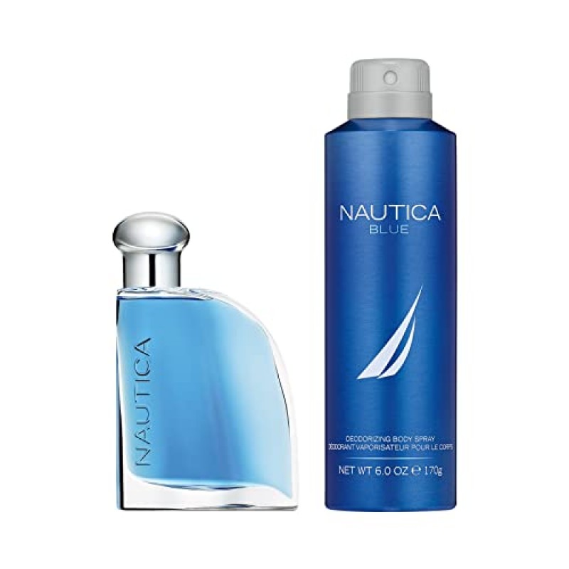 Nautica Blue 남성용 선물 세트 2피스 - 오드뚜왈렛 스프레이 1.6oz + 탈취 바디 스프레이 6.0oz