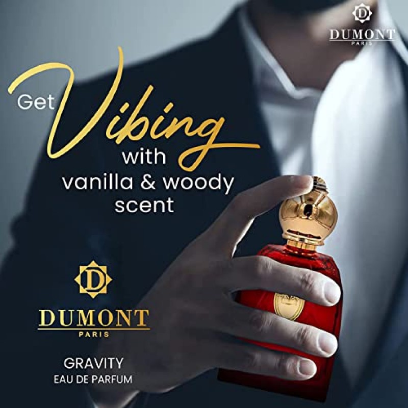 남성용 및 여성용 Dumont Cologne, 오래 지속되는 향수, 아가우드 함유, 바닐라 우드 바디 스프레이, 머스크 향수, 여성용 향수, 여행용 향수, BOROUJ GRAVITY 85ml