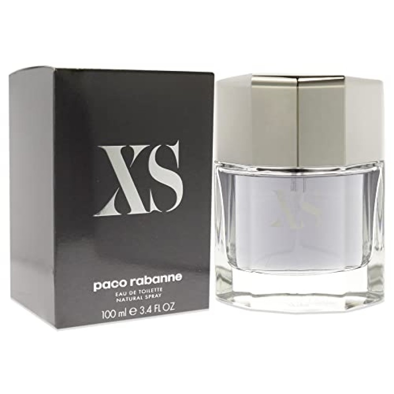 Paco Rabanne 블랙 Xs 남성용 향수 - 남성적인 향 - 강하면서도 은은하고 도발적인 - 시트러스 레몬, 시나몬 및 블랙 앰버 향 - 캐주얼 또는 작업복에 적합 - Edt 스프레이 - 3.4 온스