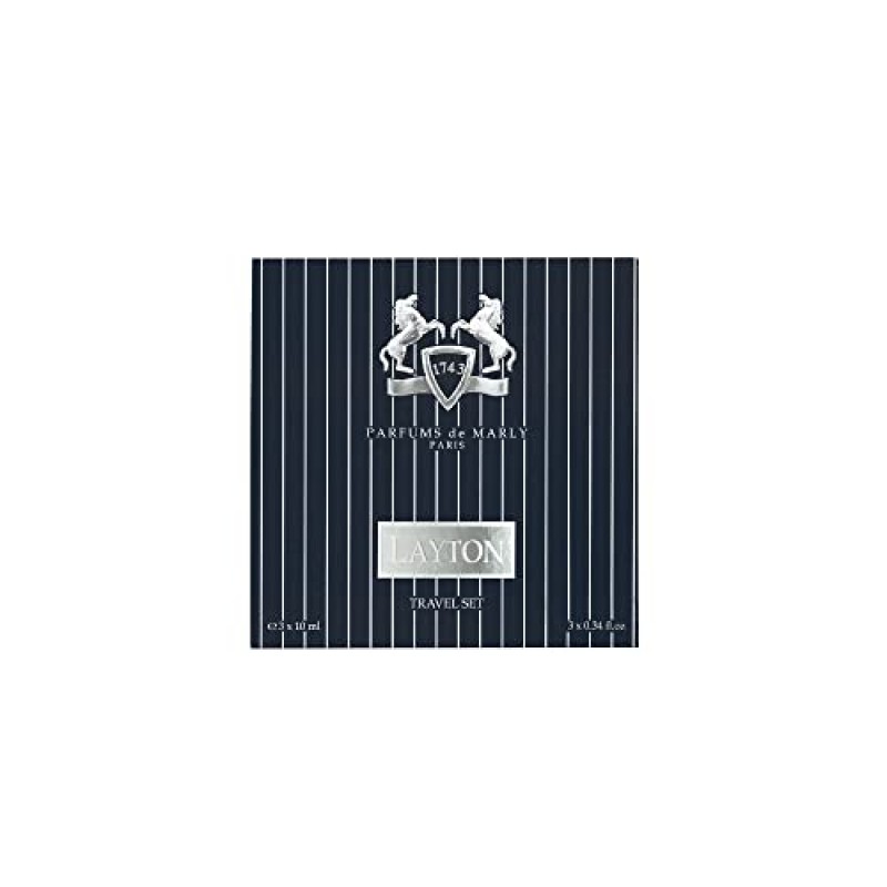 PARFUMS de MARLY - 레이튼 - 여행 세트 - 3 x 0.35 Fl Oz - 남성용 오 드 퍼퓸 - 탑 노트 사과, 베르가못, 라벤더 - 하트 노트 재스민, 바이올렛, 제라늄 - 베이스 노트 바닐라, 페퍼 - 3 x 10ml