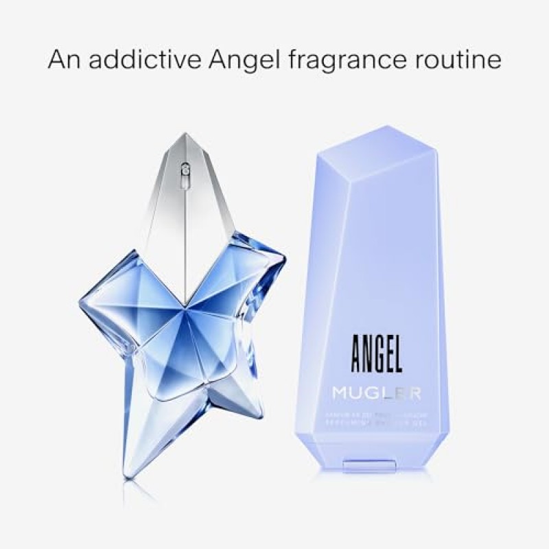 Mugler Angel - 바디 로션 - 꽃 & 우디 - 여성용 향 모이스처라이저 - 모란, 프랄린, 우드 어코드 함유 - 6.7 Fl Oz