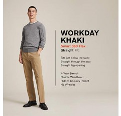 다커스 남성용 스트레이트 핏 Workday 카키 스마트 360 플렉스 팬츠(레귤러 및 빅 & 톨)