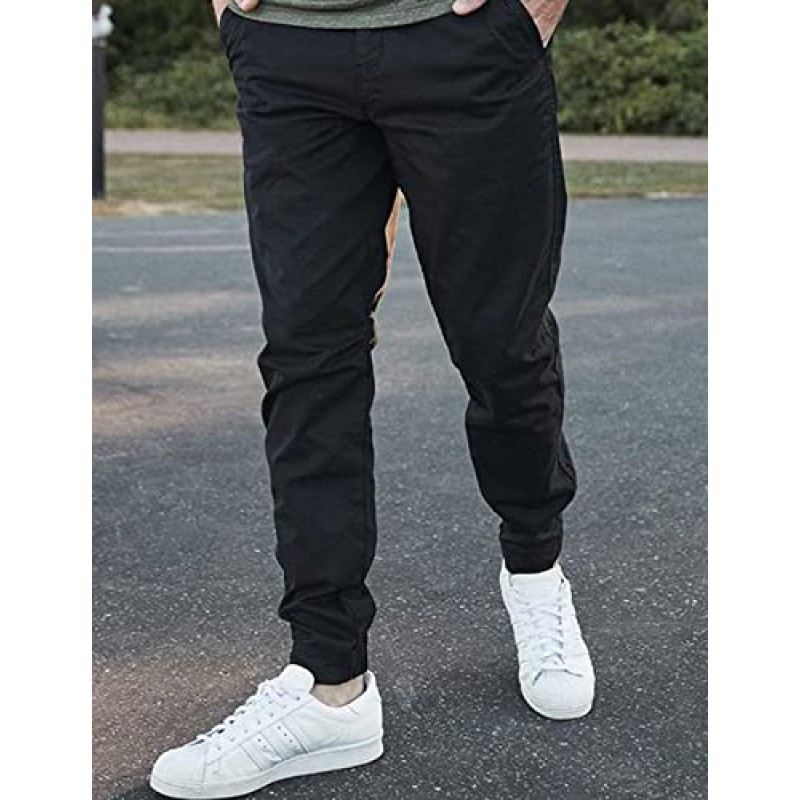 Bilitry Men Joggers 치노 카고 바지 하이킹 야외 레크리에이션 바지 능직 피트니스 트랙 조깅 바지 캐주얼 코튼 바지