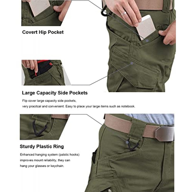 Susclude 남성용 야외화물 작업 바지 군사 전술 바지 Ripstop 폭행 전투 바지 하이킹 바지 남성용