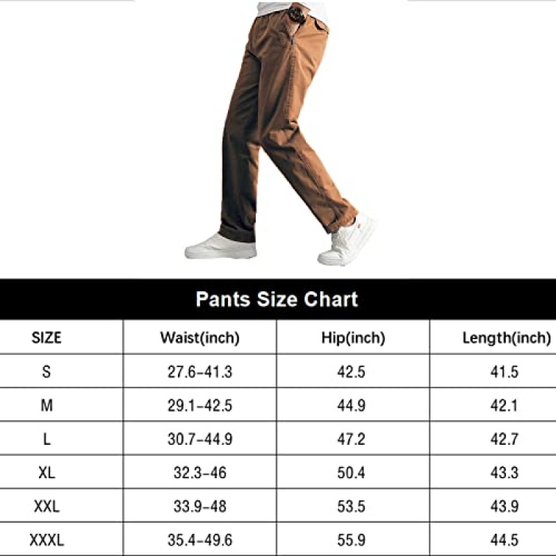 WZIKAI 남성용 카고 바지, 남성용 신축성 있는 허리 스웨트팬츠 캐주얼 롱 바지 라이트 조깅 바지