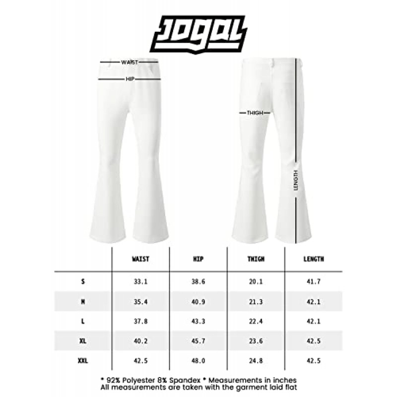 JOGAL 남성 벨 보텀 팬츠 70년대 디스코 복장 슬림핏 레트로 플레어 팬츠