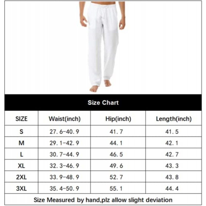 THWEI 리넨 바지 남성 캐주얼 바지 Drasting Loose Fit 여름 바지 남성용 경량 캐주얼 비치 바지