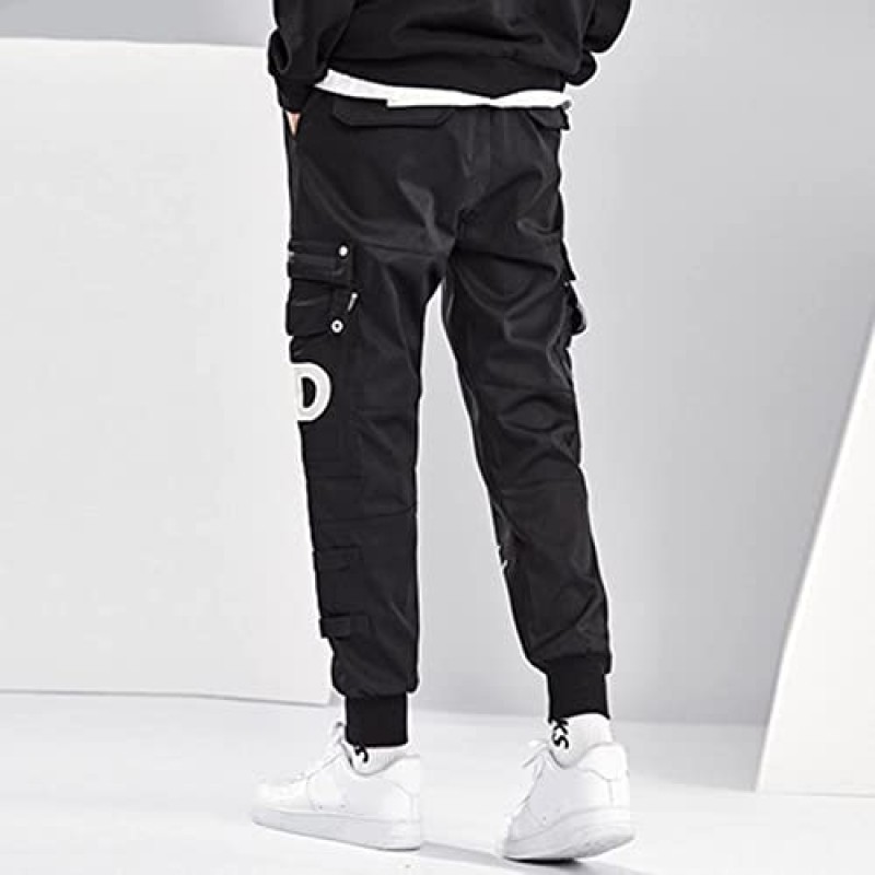 XYXIONGMAO 남성용 블랙 카고 오버올 바지 Techwear 스트리트 힙합 스웨트 팬츠 Cyberpunk Joggers 남성용 카고 바지