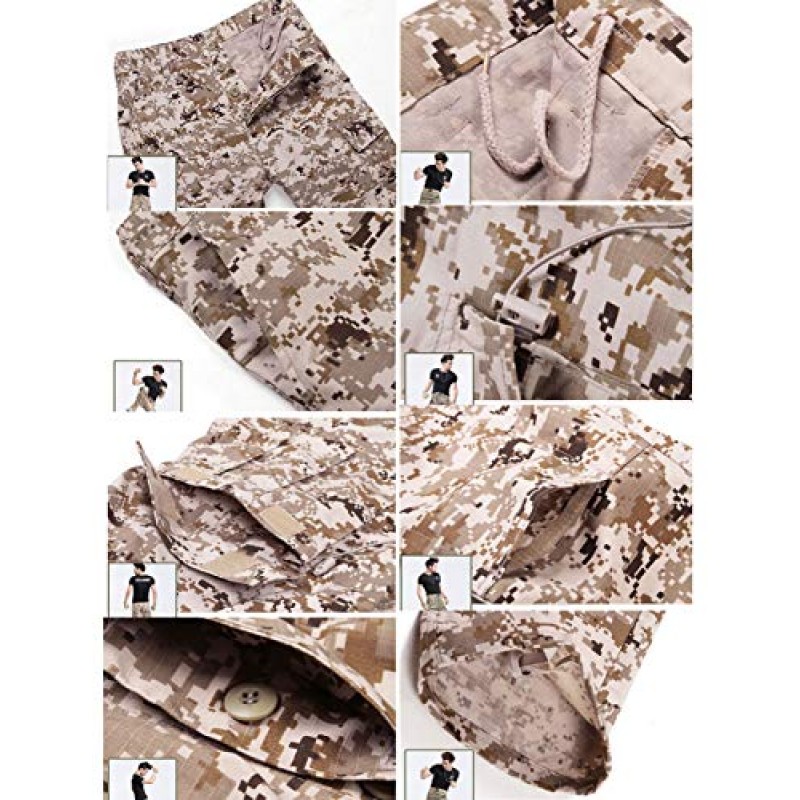 ZLSLZ 남성용 군용 전술 캐주얼 위장 멀티 포켓 BDU 카고 바지 바지