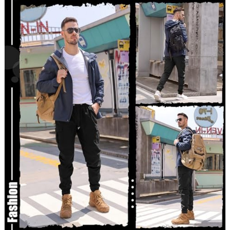 Wimerace Mens Joggers 카고 바지 남성 패션 바지 스웨트 팬츠 캐주얼 작업 치노 바지 Drawstring 6 Pockets